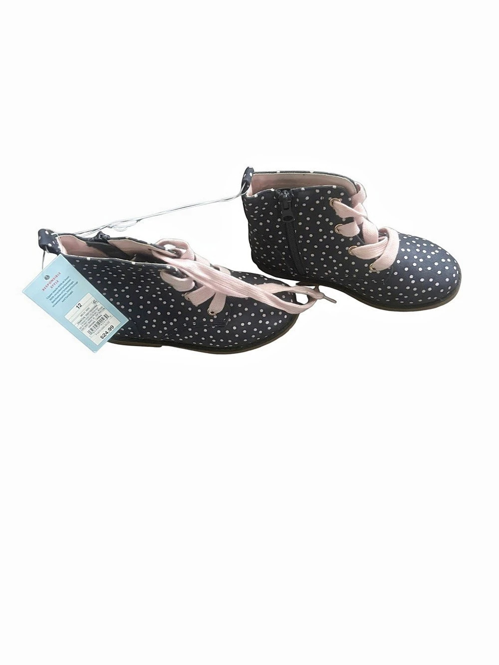 Cherokee Girls Polka Dot Dress Shoes Pink Bow Size 12 NWT